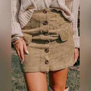 Corduroy Buttoned Front Mini Skirt